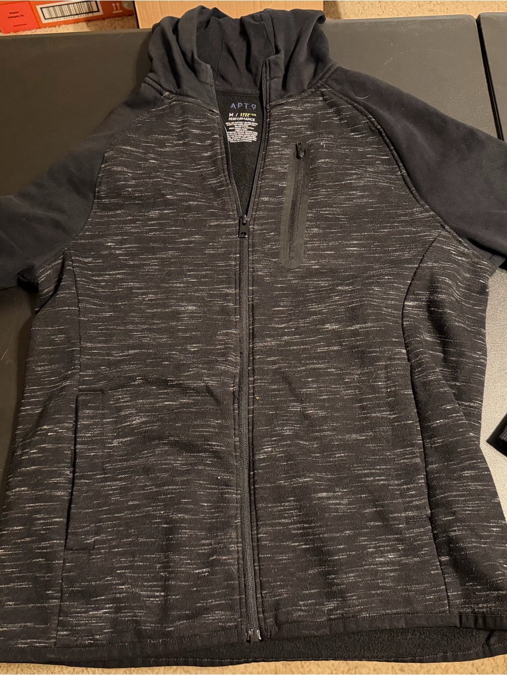 Apt. 9 Black Heather Full-Zip Performance Hoodie